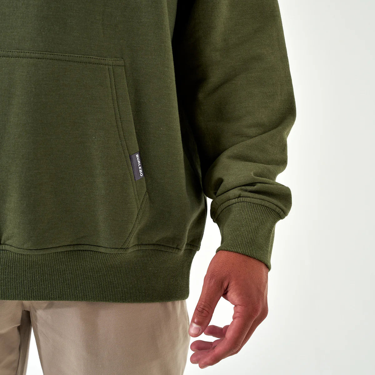 Burlebo Deer Camo Patch Logo Fleece Hoodie in Olive