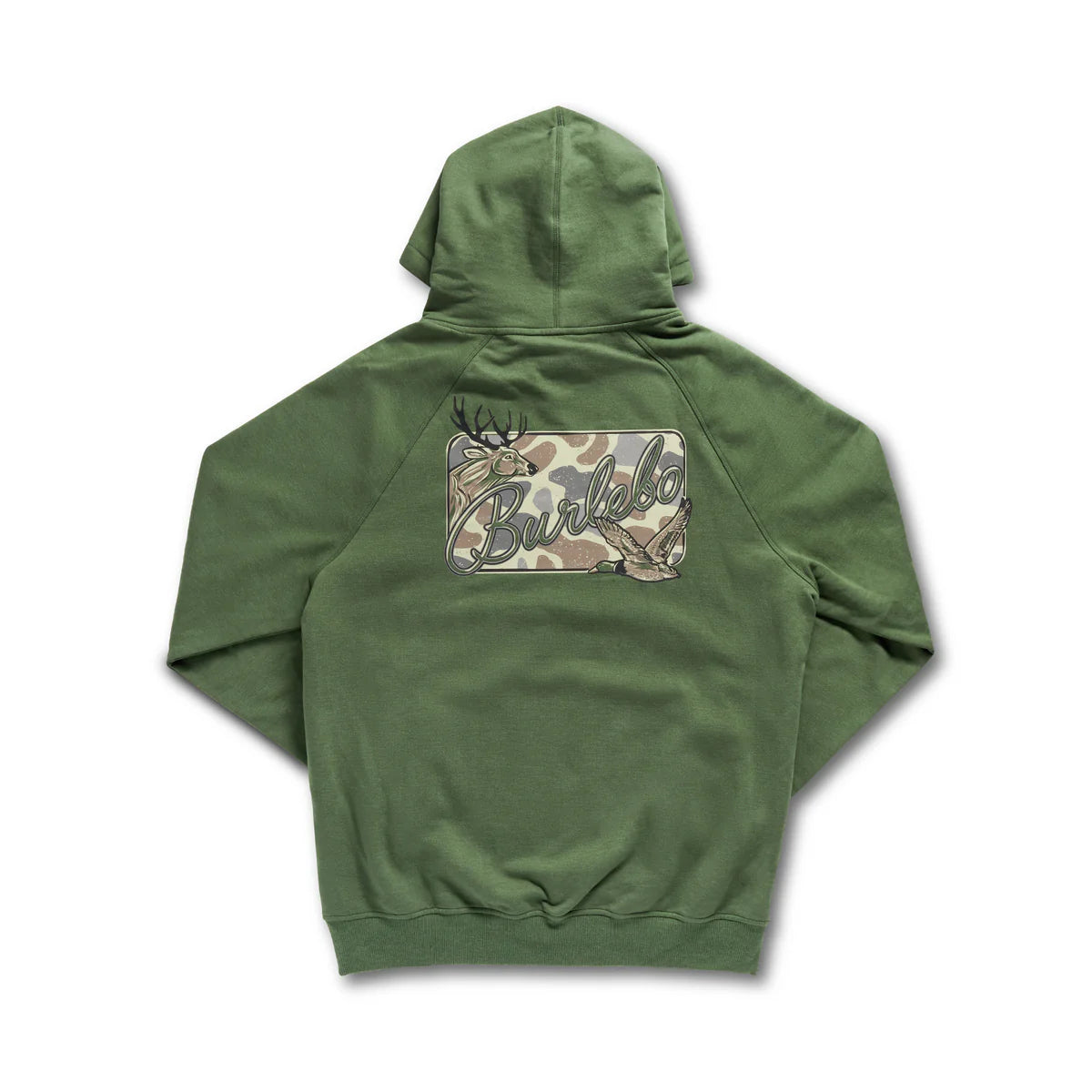 Burlebo Deer Camo Patch Logo Fleece Hoodie in Olive