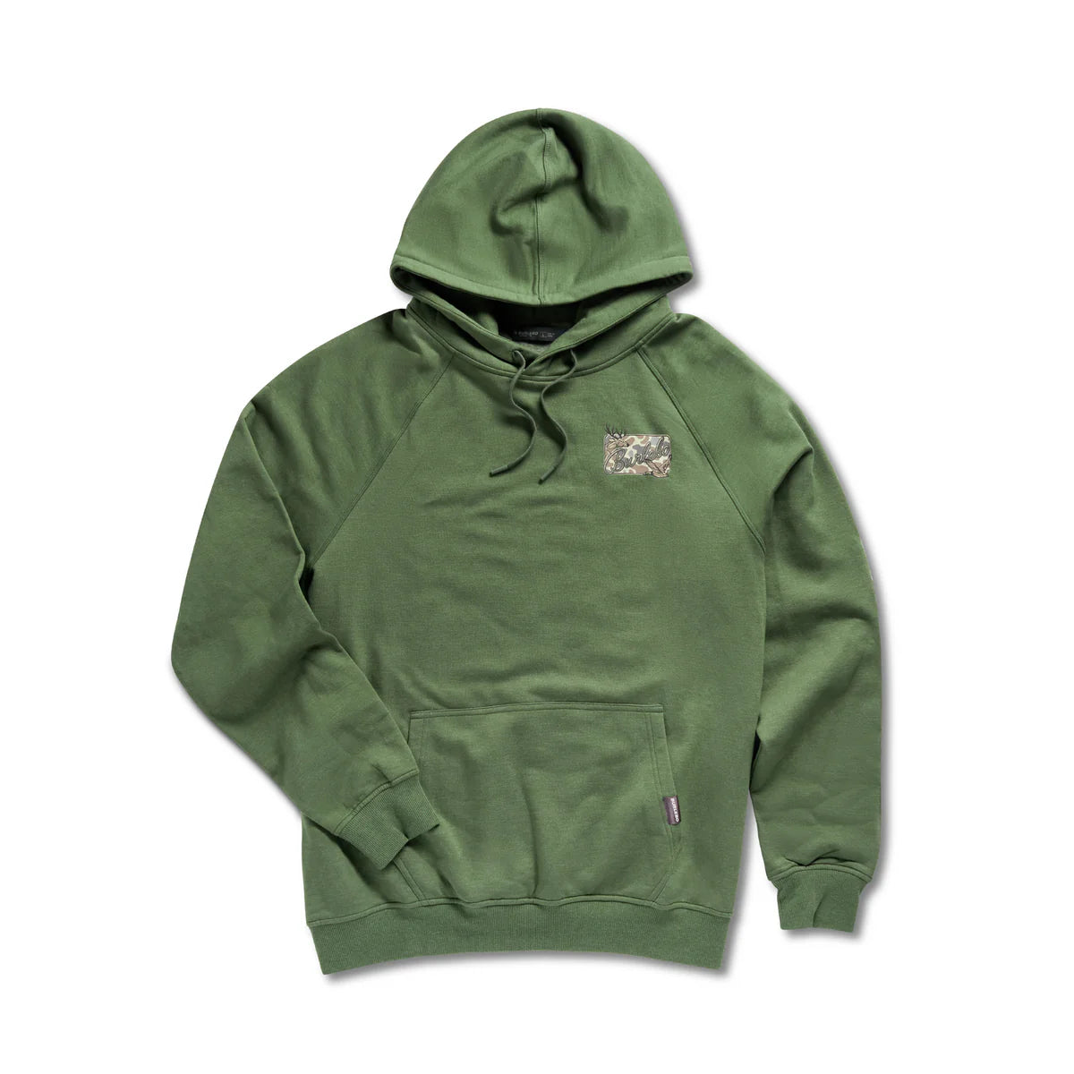 Burlebo Deer Camo Patch Logo Fleece Hoodie in Olive