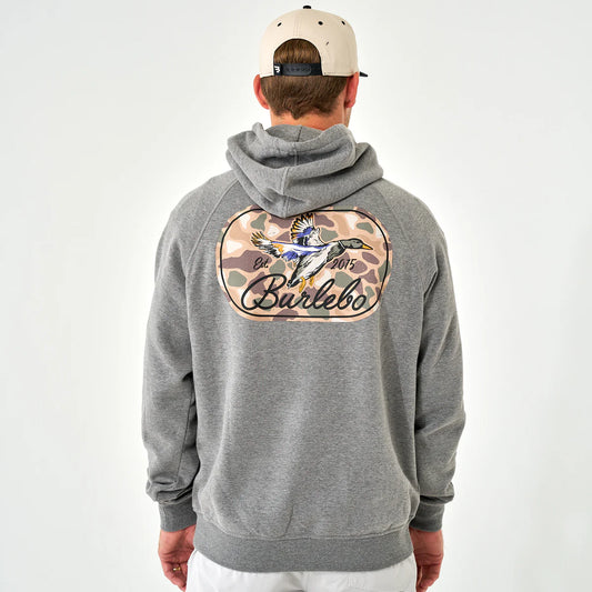 Burlebo Ducks Flying Fleece Hoodie in Dark Heather Grey