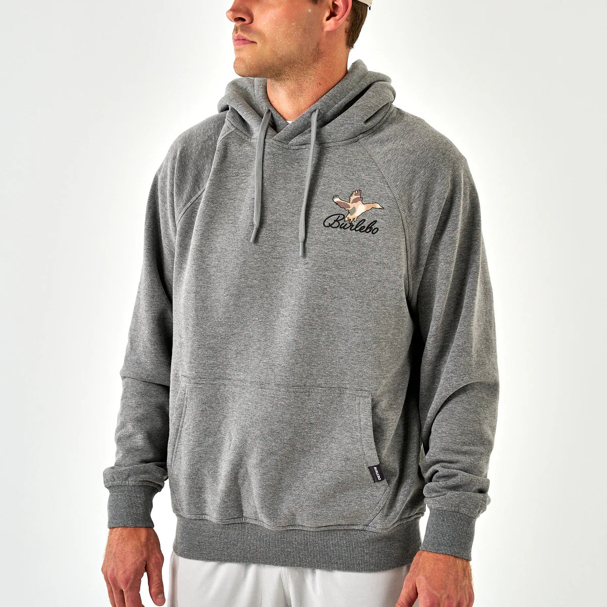 Burlebo Ducks Flying Fleece Hoodie in Dark Heather Grey