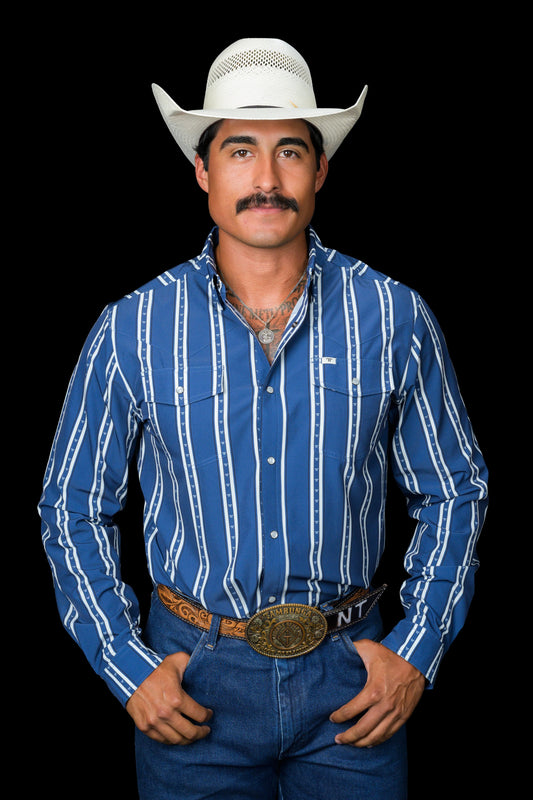 Ferrell The Tucker Long Sleeve Snap Shirt in Blue