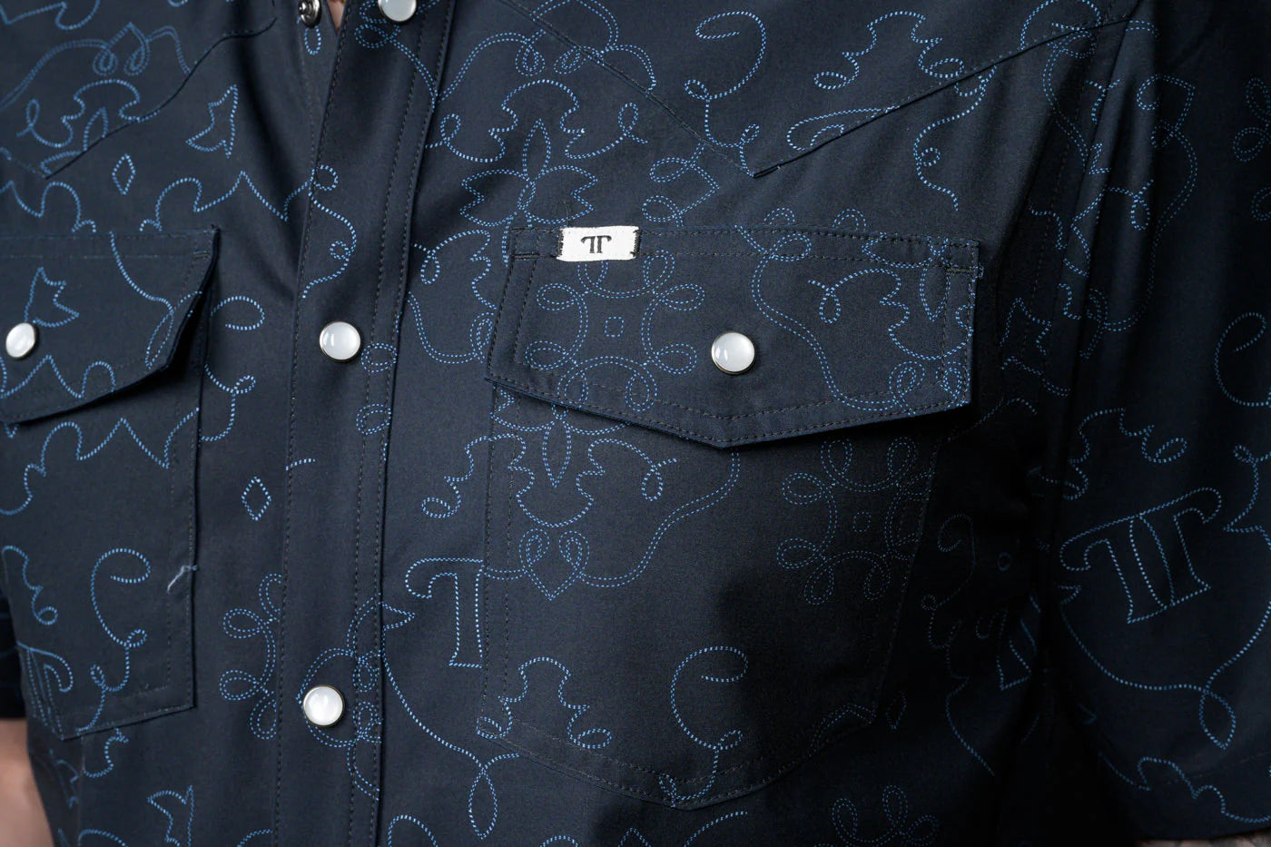 Ferrell The Carson Short Sleeve Snap Shirt in Black