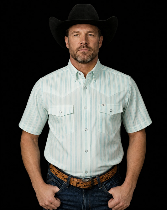 The Jack Short Sleeve Pearl Snap Shirt in Green