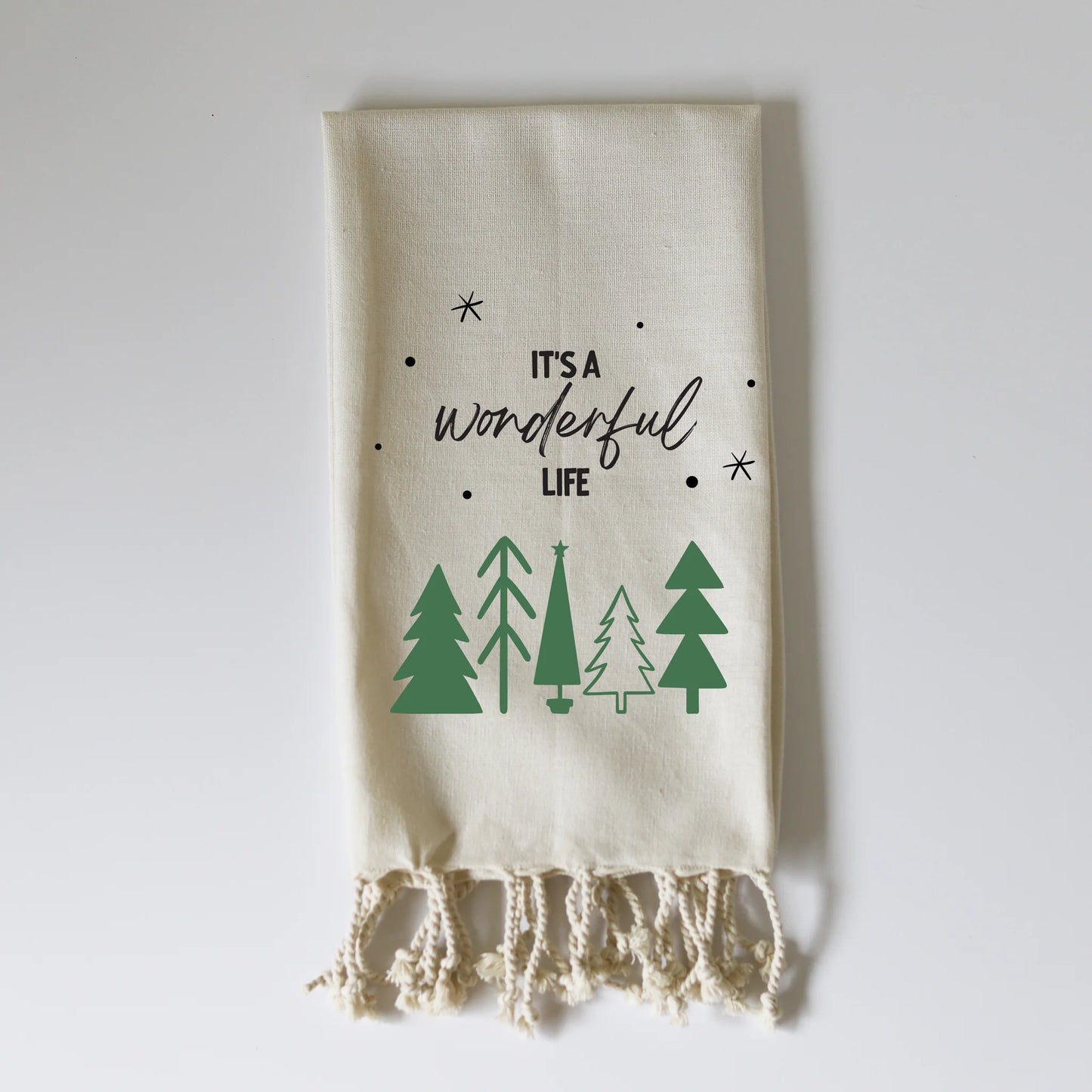 It's a Wonderful Life Fringed Tea Towel