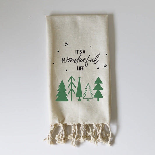 It's a Wonderful Life Fringed Tea Towel