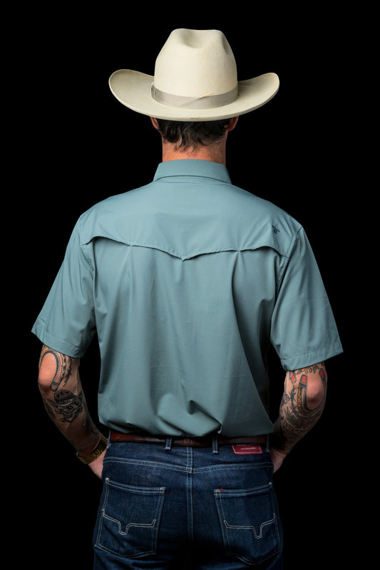 Ferrell Men's Core Aqua Short Sleeve Snap Shirt
