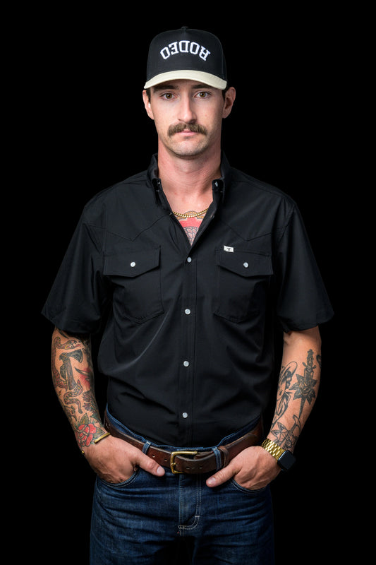 Ferrell Core Short Sleeve Snap Shirt in Black