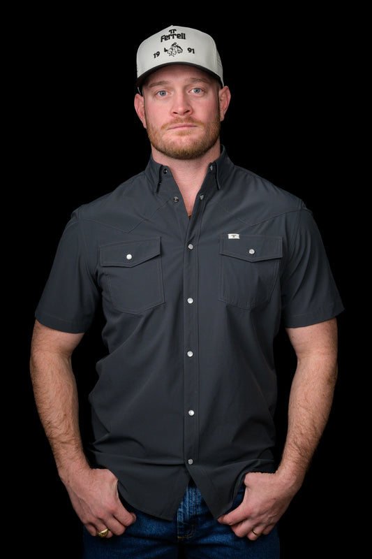 Ferrell Core Short Sleeve Pearl Snap Shirt in Gray