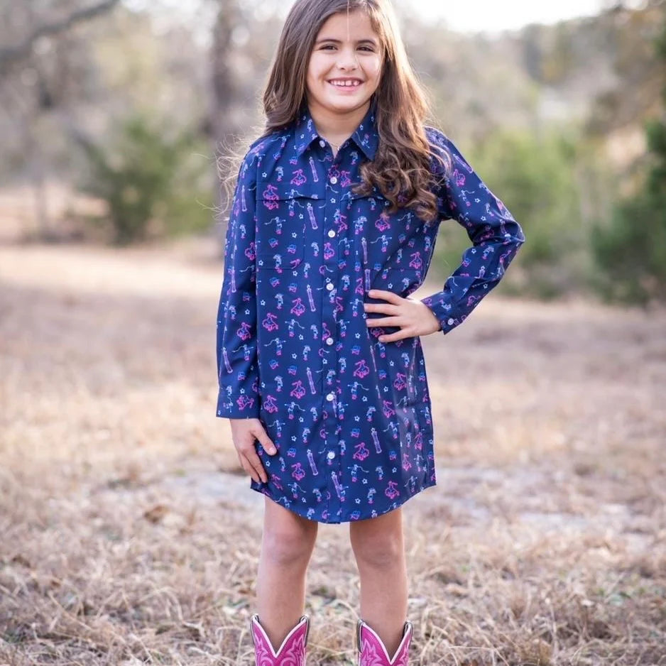 Blue Quail Neon Rodeo Long Sleeve Shirt Dress