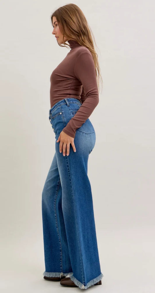 Judy Blue High Waist Column Straight Button Fly Jeans