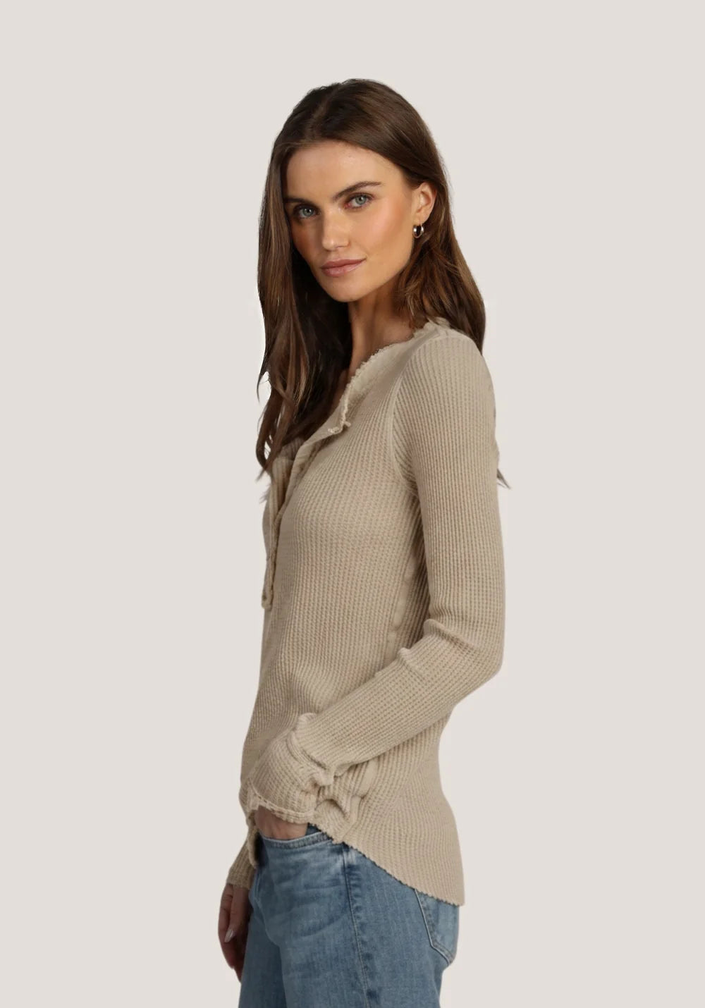 Dylan Brooks Button Top in Beige