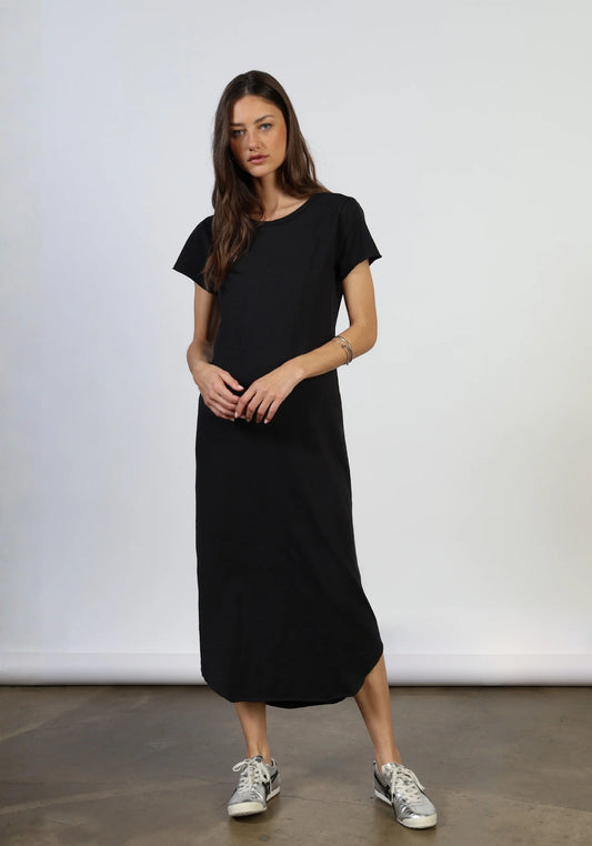Dylan Maxi Tee Shirt Dress in Black