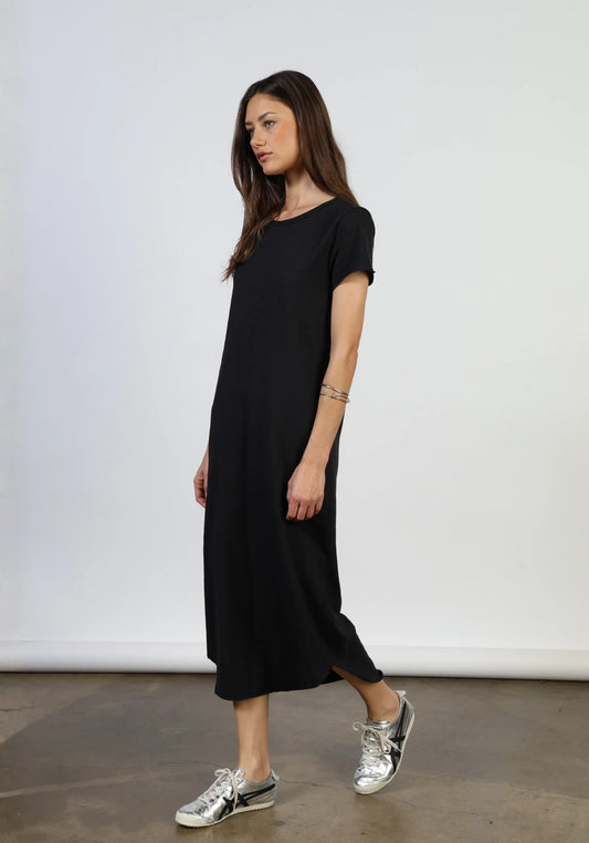 Dylan Maxi Tee Shirt Dress in Black
