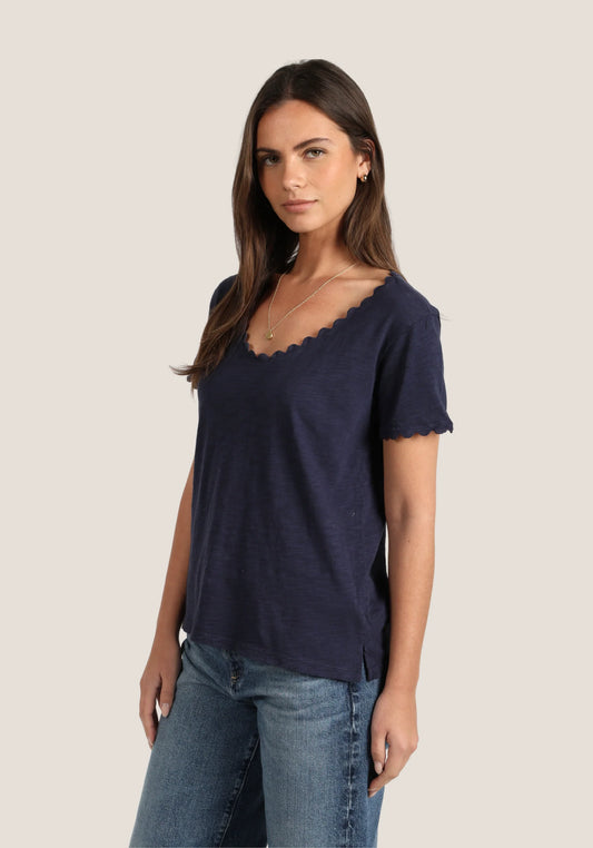 Dylan Ric-Rac Tee in Navy