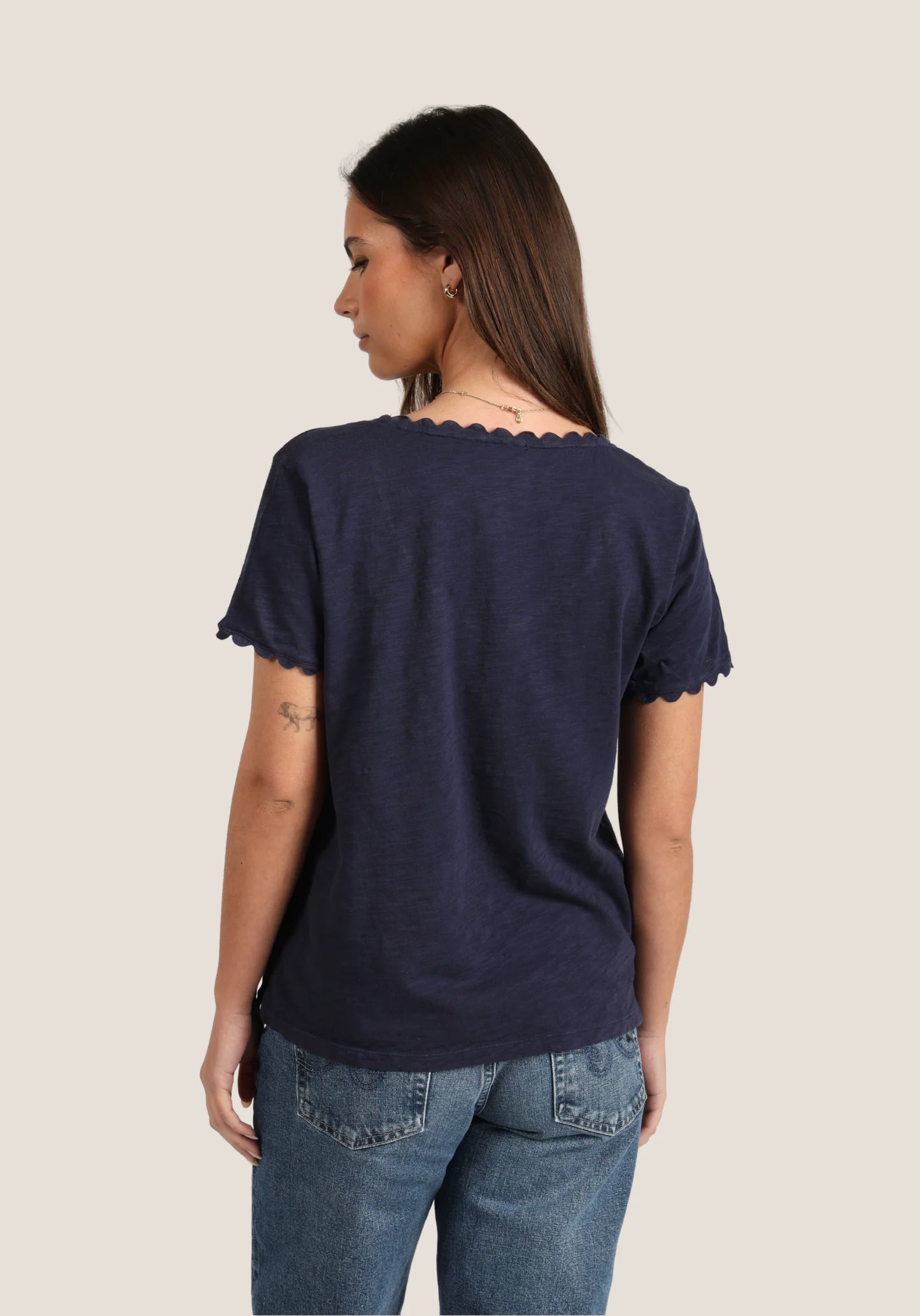 Dylan Ric-Rac Tee in Navy