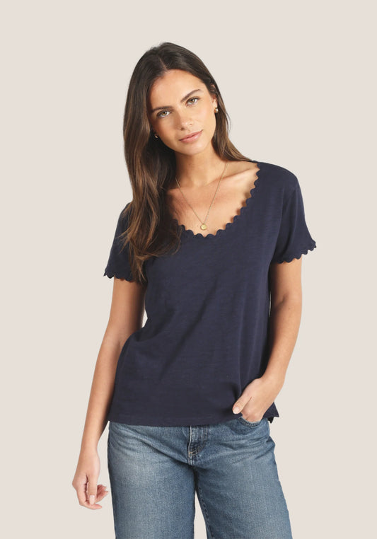 Dylan Ric-Rac Tee in Navy