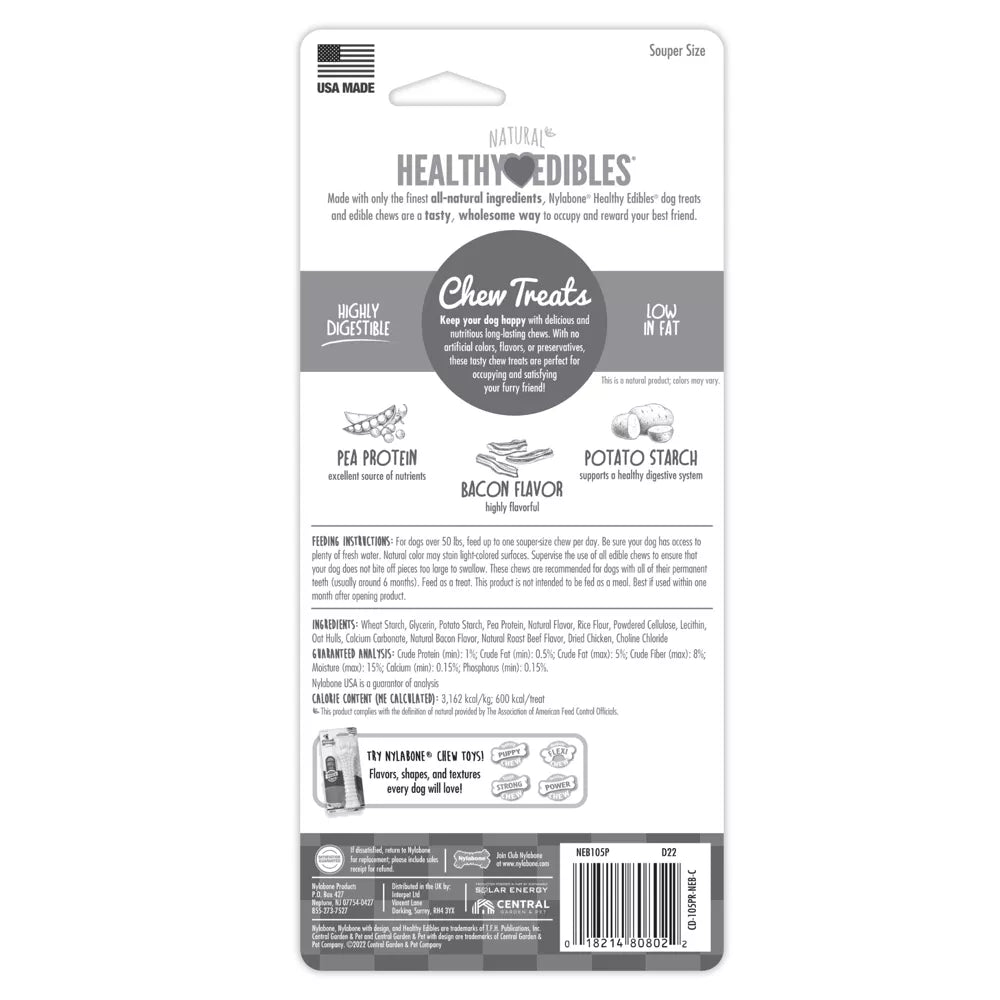 Nylabone Healthy Edibles Dog Chew- Bacon Flavor