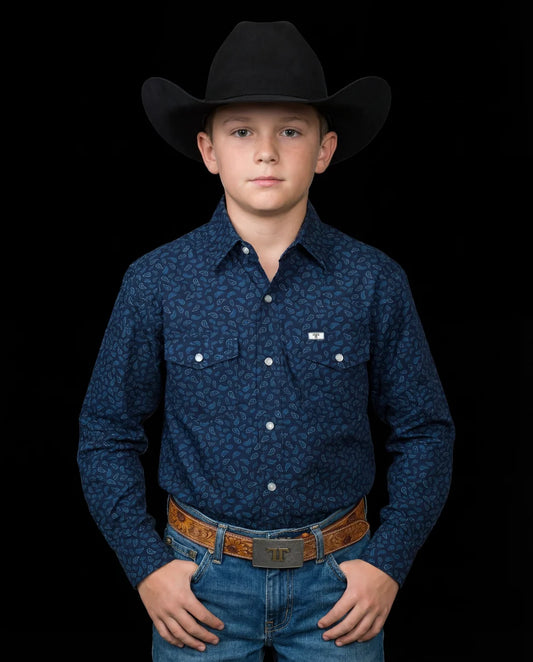 Ferrell Brand Kid's Griffin Long Sleeve Pearl Snap Shirt