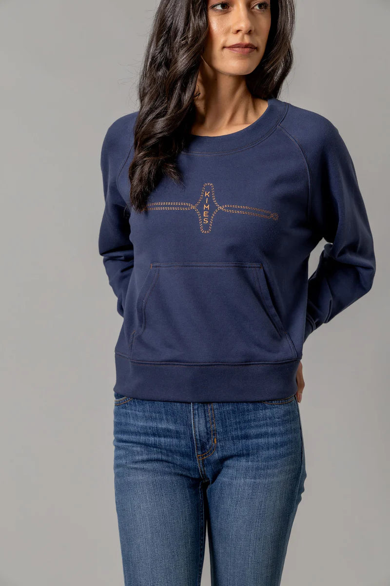 Kimes Ranch Gracie Cropped Crewneck in Blue