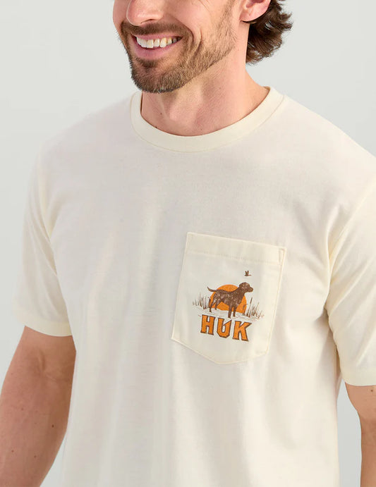 Huk Lab Patch Pocket Tee in Egret