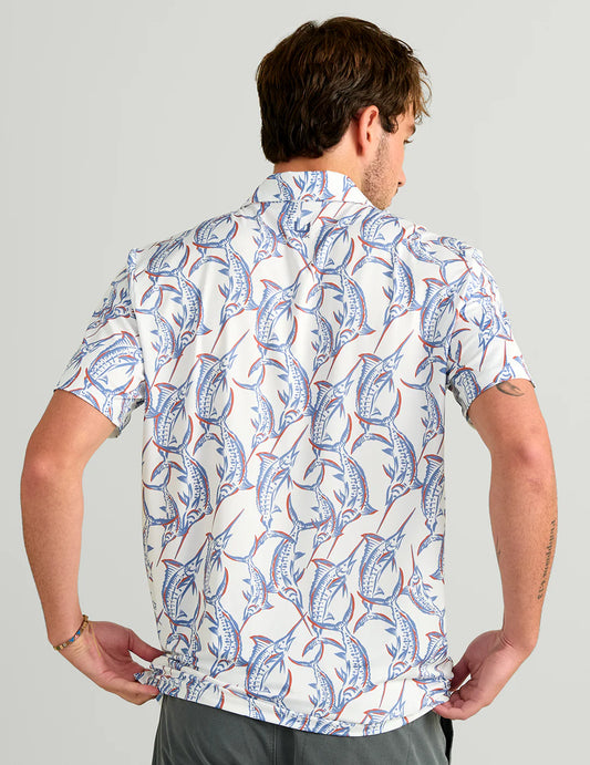 Huk Airweight Performance Polo in White Swordfish