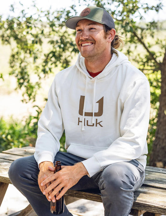 Huk Barb U Cotton Fleece Hoodie in Egret