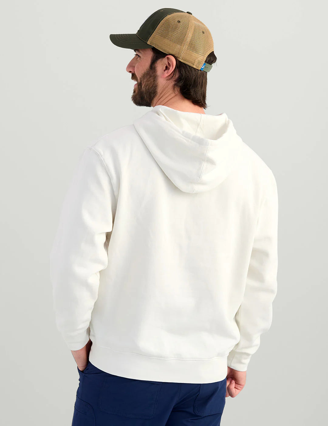 Huk Barb U Cotton Fleece Hoodie in Egret