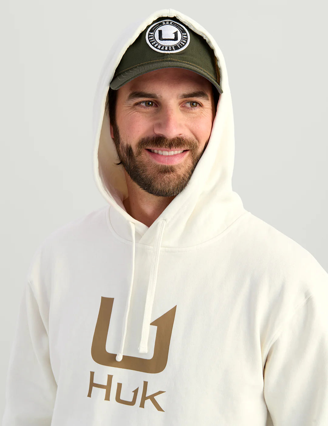 Huk Barb U Cotton Fleece Hoodie in Egret