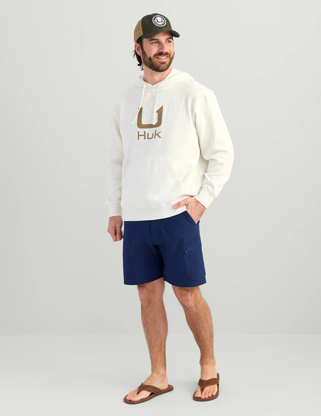 Huk Barb U Cotton Fleece Hoodie in Egret