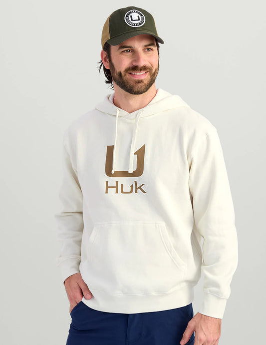 Huk Barb U Cotton Fleece Hoodie in Egret