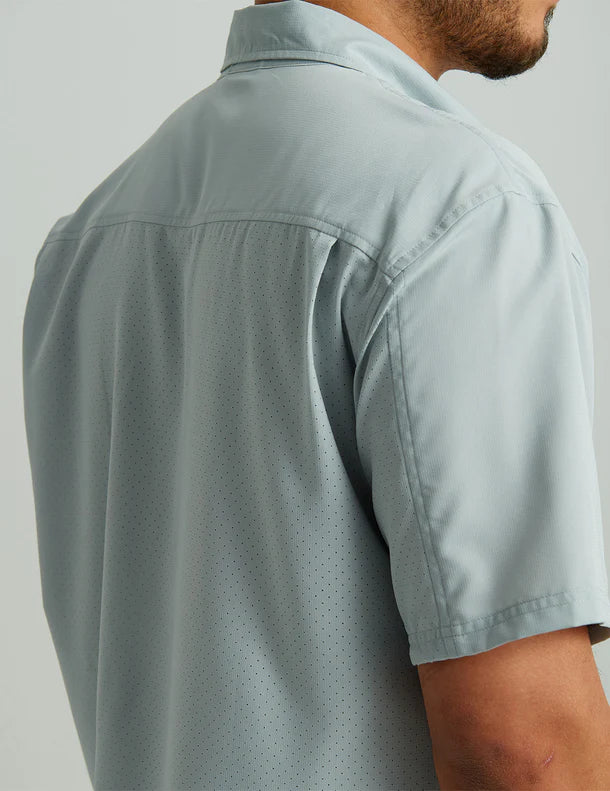 Huk Tide Point Short Sleeve Button-Down in Harbor Mist