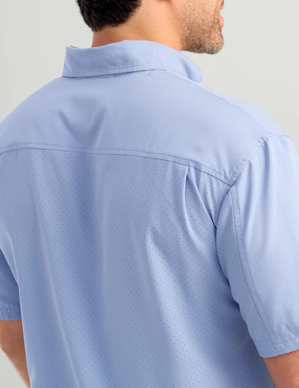 Huk Tide Point Short Sleeve Button-Down in Lightning Sky