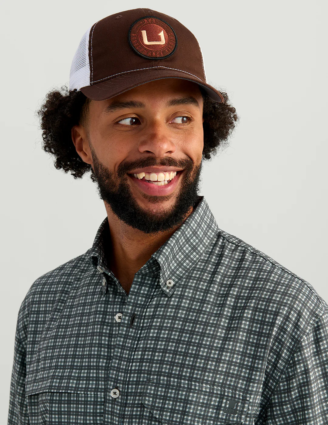 Huk Tide Point Short Sleeve Button-Down in Harbor Mist Mini Plaid