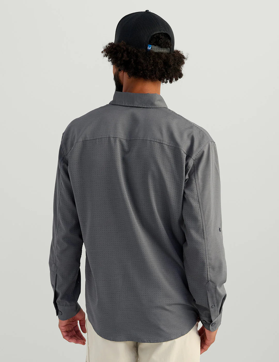 Huk Tide Point Heathered Ripstop Button-Down in Black Heather