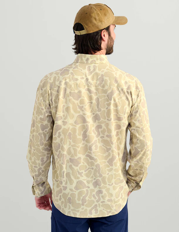 Huk KC Print Tide Point Button-Down in Sand Camo
