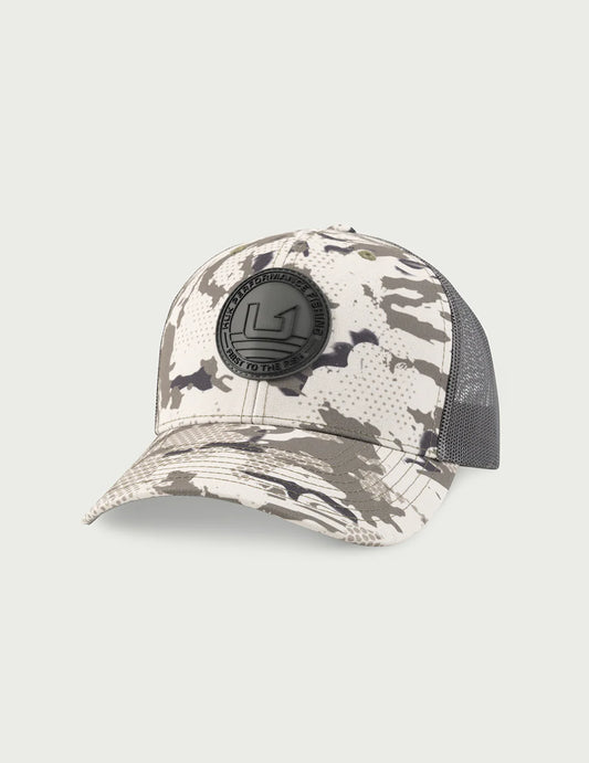 Huk KC Printed Circle Patch Trucker Hat in KC Moss Grazier