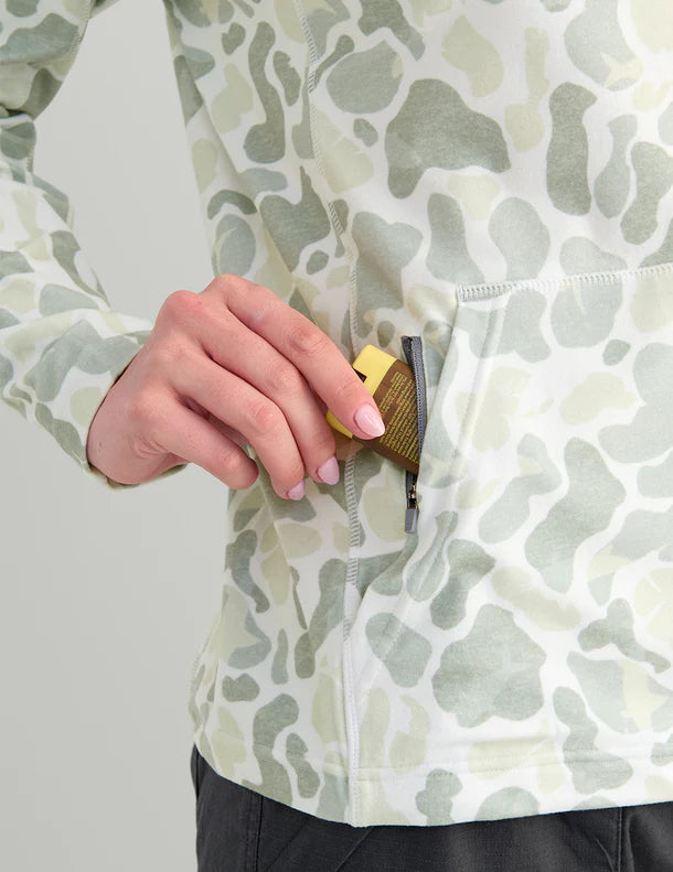 Huk Womens Coldfront+ Hoodie in KC White Camo