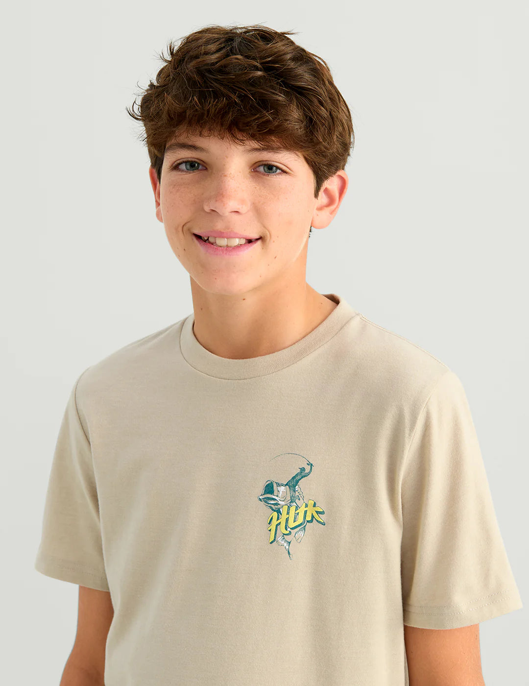 Kids Rodeo Bass Tee in River Rock Heather