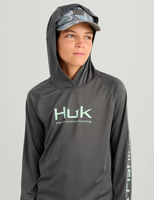 Kids Glow Pursuit Performance Hoodie in Volcanic Ash