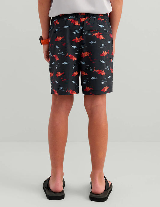 Huk Kids Pursuit Volley Swim Short in Sea Storm Tuna School