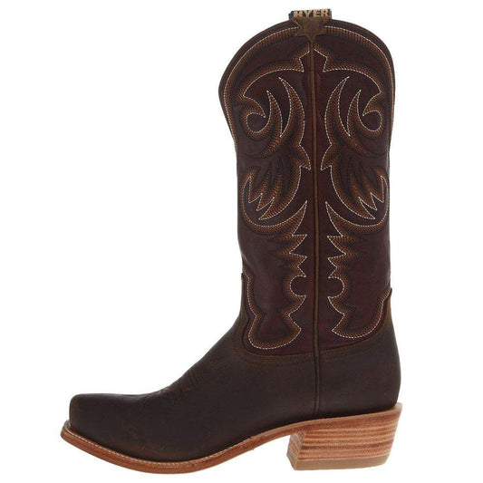 Hyer Men's Hays Bay Brown and Rust Vintage Punchy Square Toe Cowboy Boots