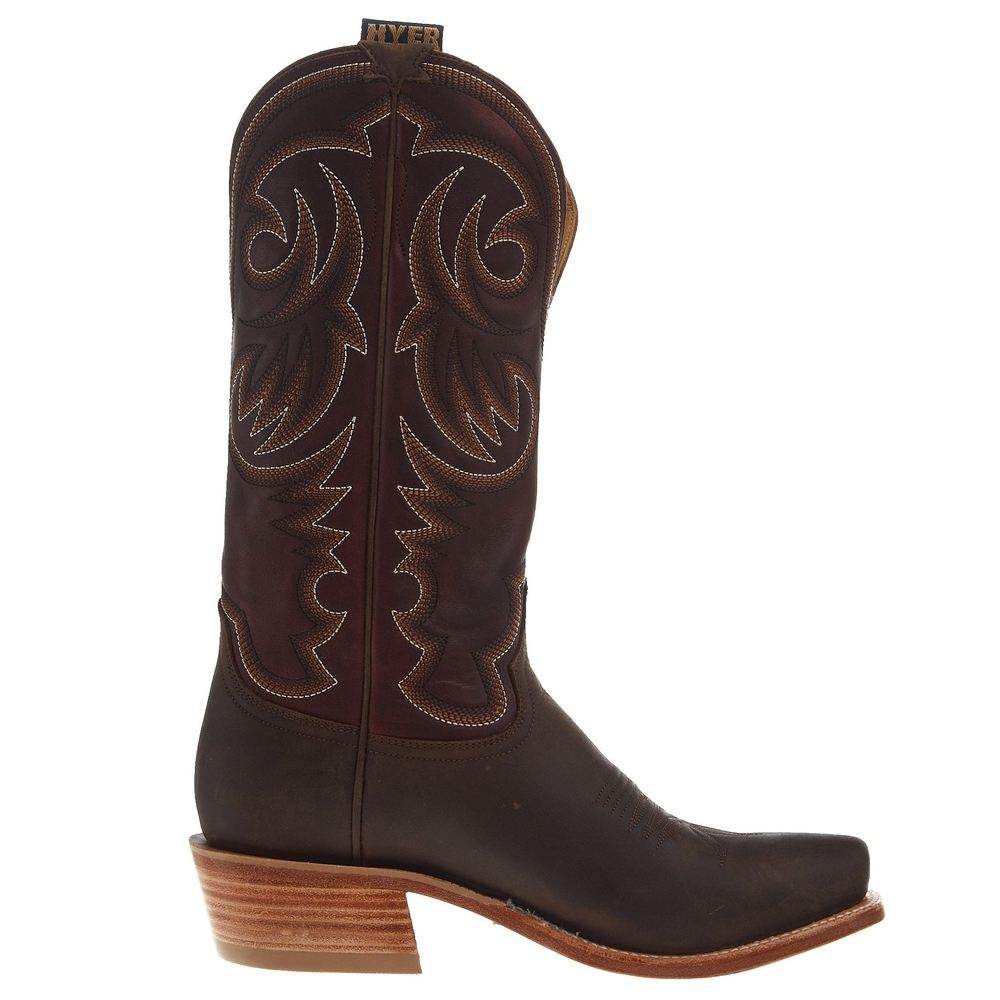 Hyer Men's Hays Bay Brown and Rust Vintage Punchy Square Toe Cowboy Boots