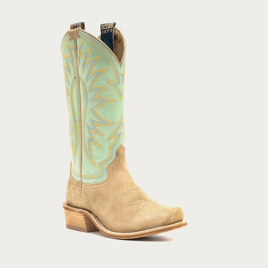 Hyer Rose Hill Sand Roughout & Iced Mint Cowhide Boot