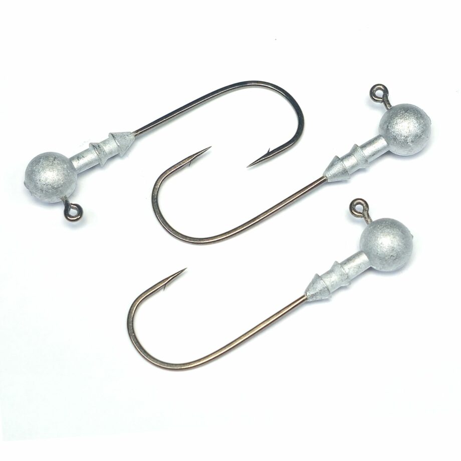 3 Gamakatsu fishing hook with jig on a white background