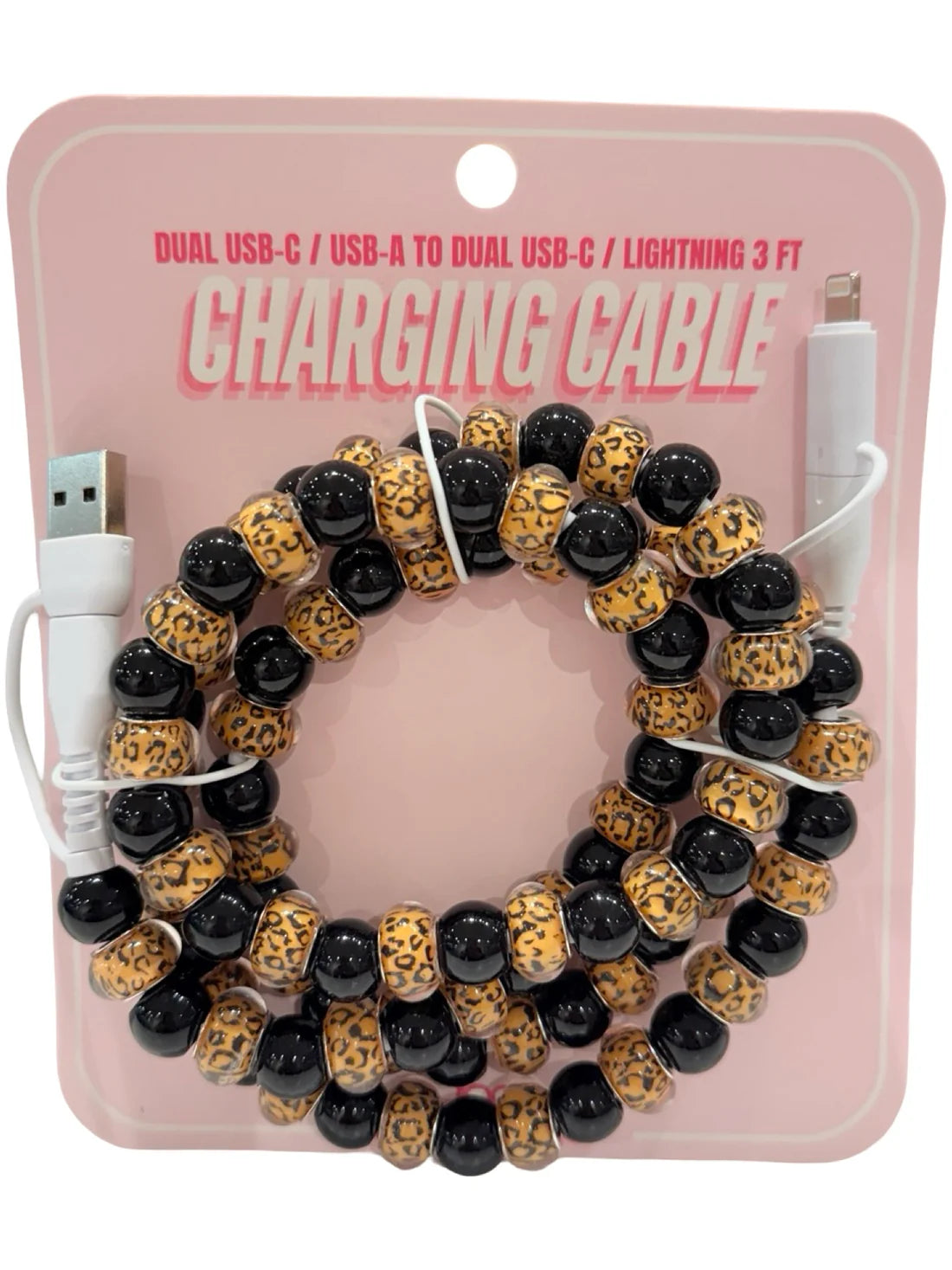 Leopard Beaded Charging Cable