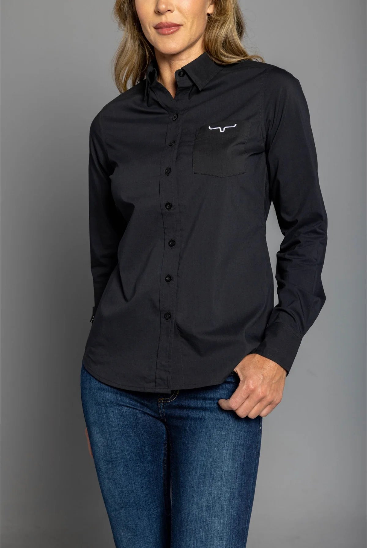 Kimes Ranch Ladies Long KR Team Shirt in Black