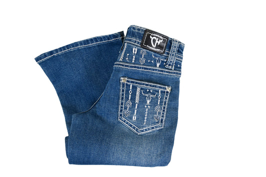 Cowgirl Hardware Girl's Skull Aztec Flare Jeans