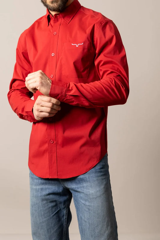 Kimes Ranch KR Team Dress Shirt in Red