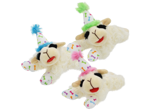 Multipet Lamb Chop with Birthday Hat Dog Toy